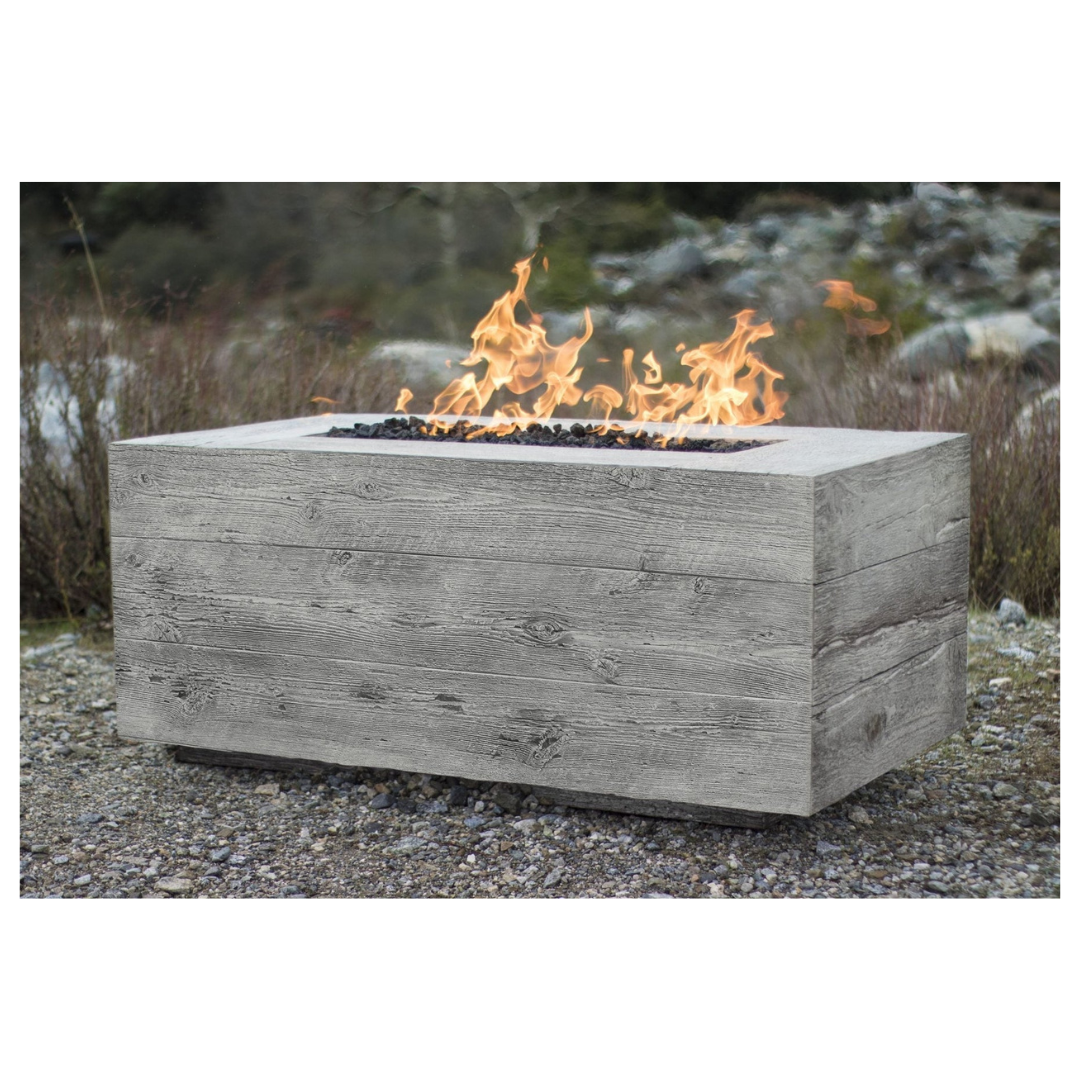 The Outdoor Plus - Catalina 84" Wood Grain Match Lit Fire Pit, Liquid Propane Gas - Ivory-United Backyard