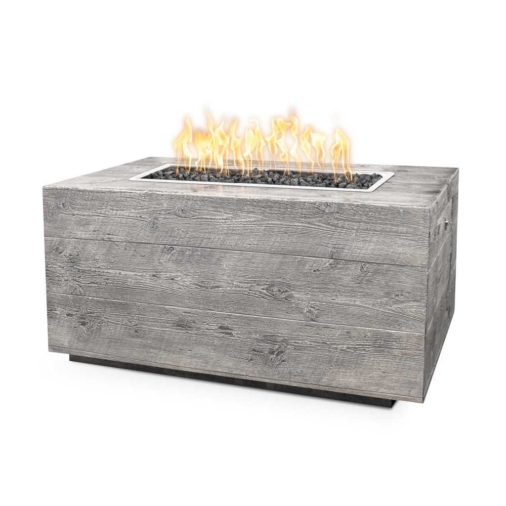 The Outdoor Plus - Catalina 84" Wood Grain Match Lit Fire Pit, Liquid Propane Gas - Ivory-United Backyard