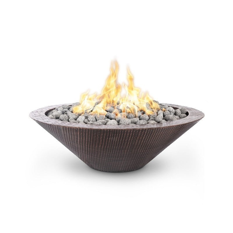 The Outdoor Plus - Cazo 48 Inch Hammered Copper Flame Sense Fire Pit, Liquid Propane Gas-United Backyard