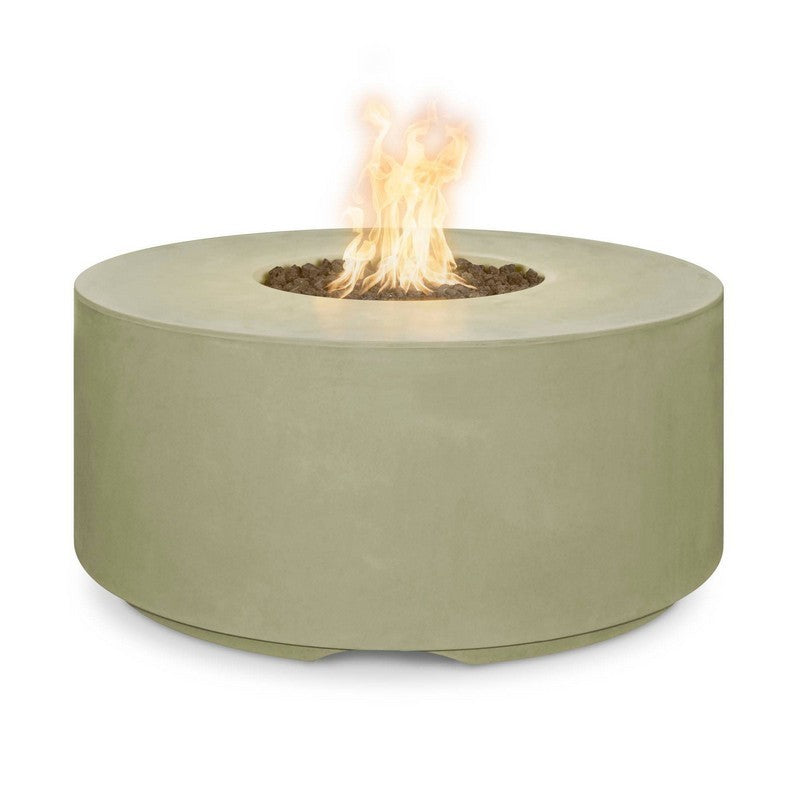 The Outdoor Plus - Florence 46 Inch Concrete Flame Sense Ignition Firepit, Rustic Coffee, Liquid Propane Gas-United Backyard