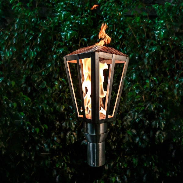 The Outdoor Plus - Lantern Original TOP Torch & Post Complete - Stainless Steel - Natural Gas-United Backyard