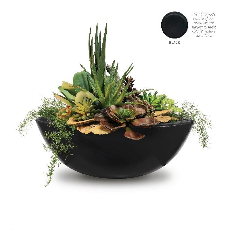 The Outdoor Plus - Sedona 33 Inch Concrete Planter Bowl, Rustic Moss Stone-United Backyard