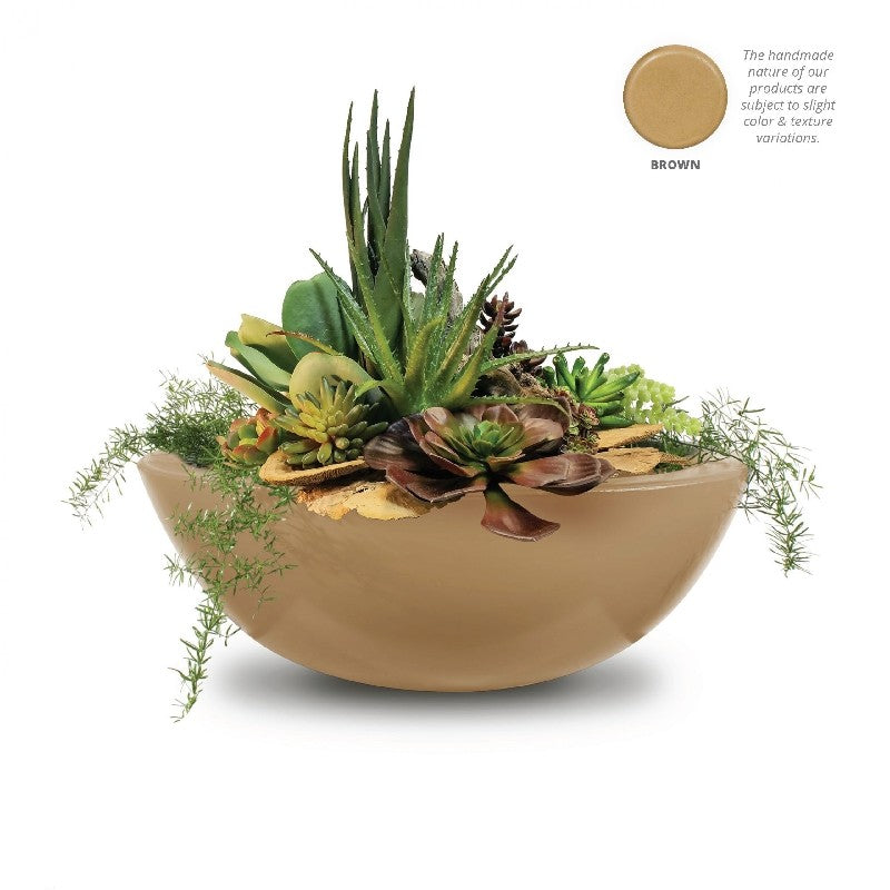 The Outdoor Plus - Sedona 33 Inch Concrete Planter Bowl, Rustic Moss Stone-United Backyard