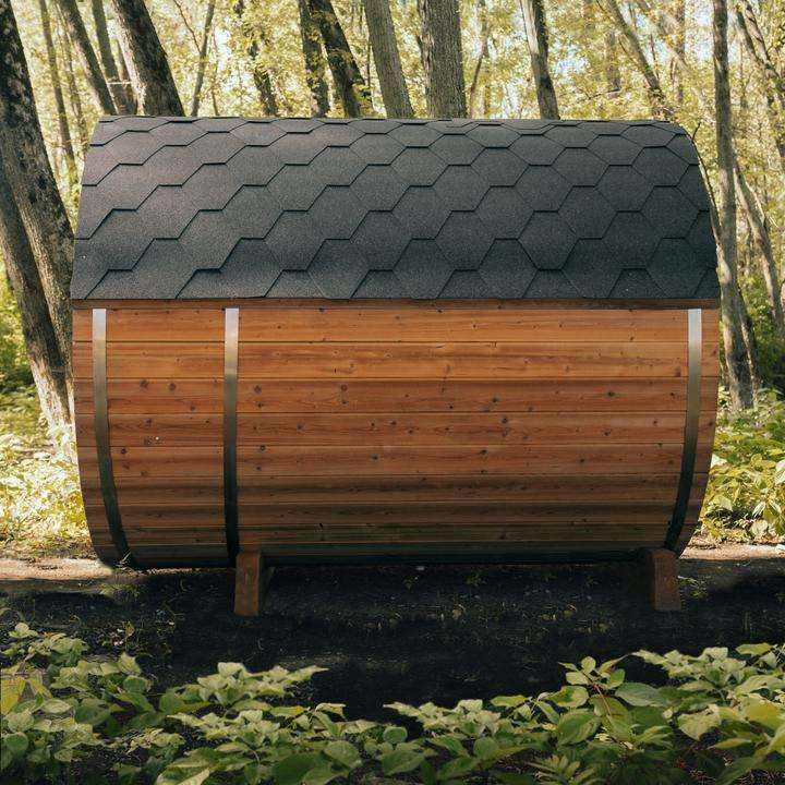 SaunaLume™ Red Cedar 2-4 Person Commercial Sauna Outdoor Room Panoramic Barrel Sauna